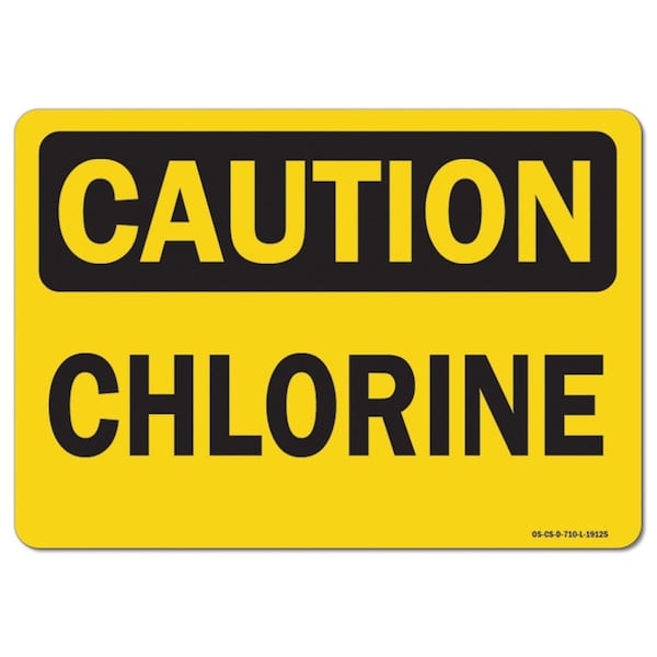 OSHA Caution, 3.5" Height, 5" Width, Decal, 3.5" H, 5" W, Landscape, PK10, Chlorine